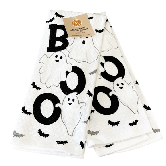 NEW Martha Stewart BOO Halloween Kitchen Towel Set/2 - Picture 1 of 5